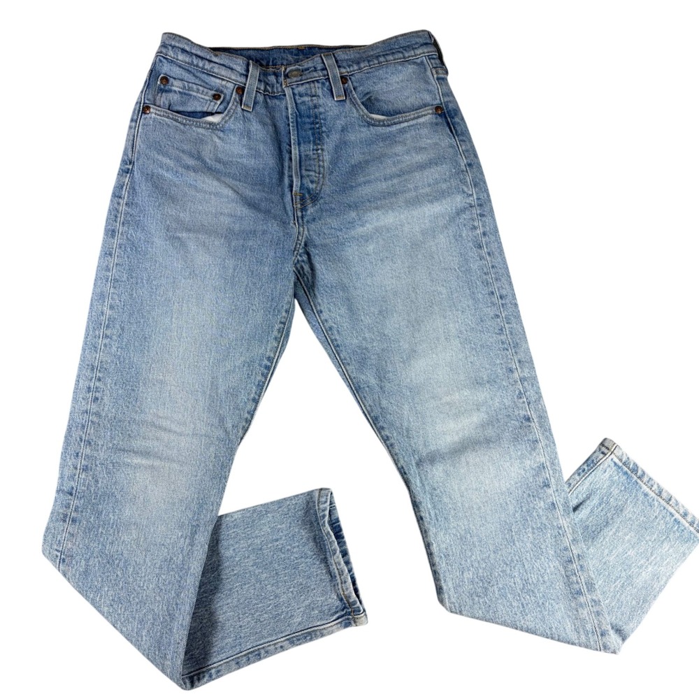 Levi's 501 Skinny Jeans High Rise Button Fly Light Wash Blue W28 L28‎ Womens